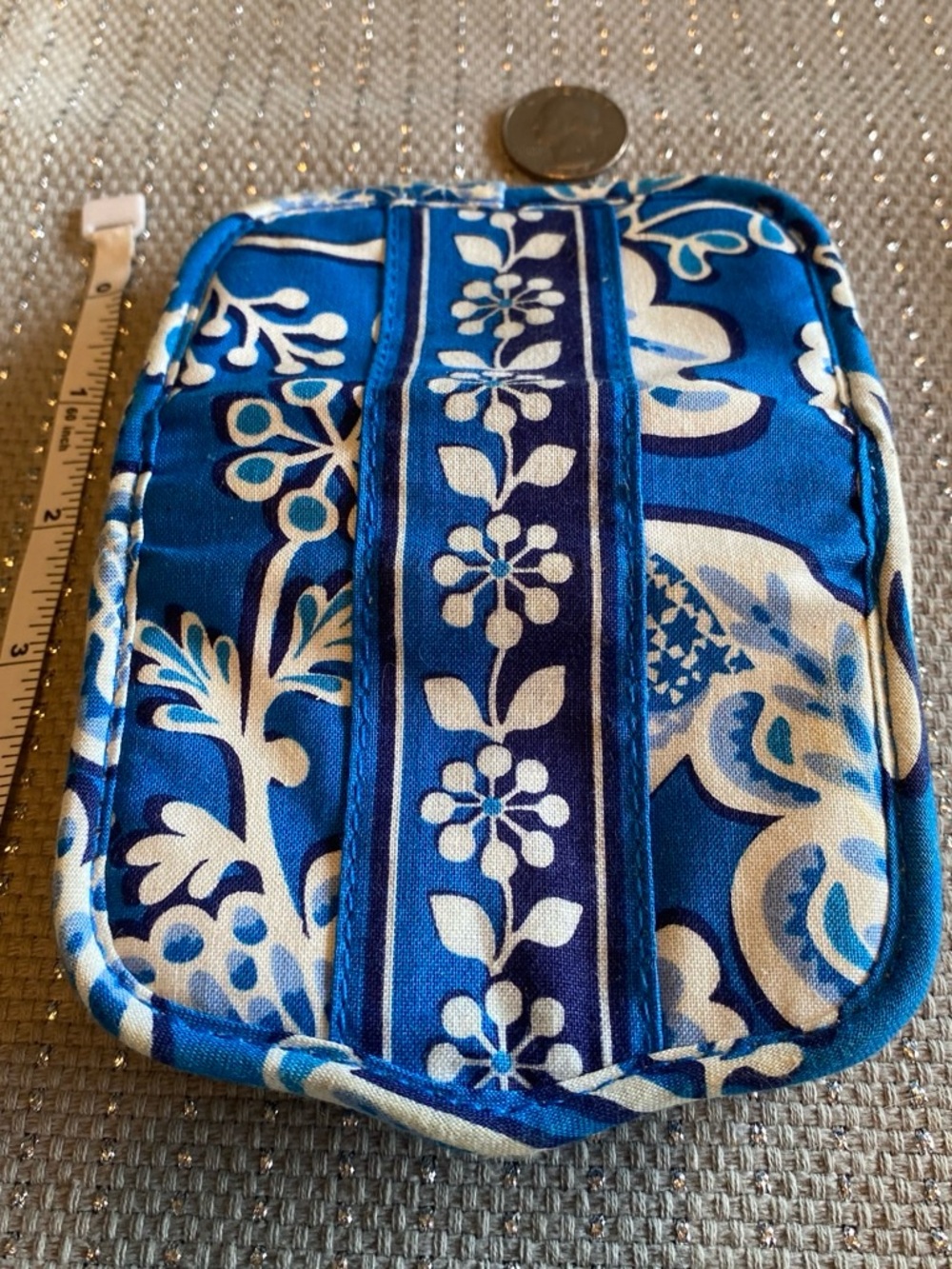 Vera Bradley Blue and Cream Floral Pattern Small Organizer